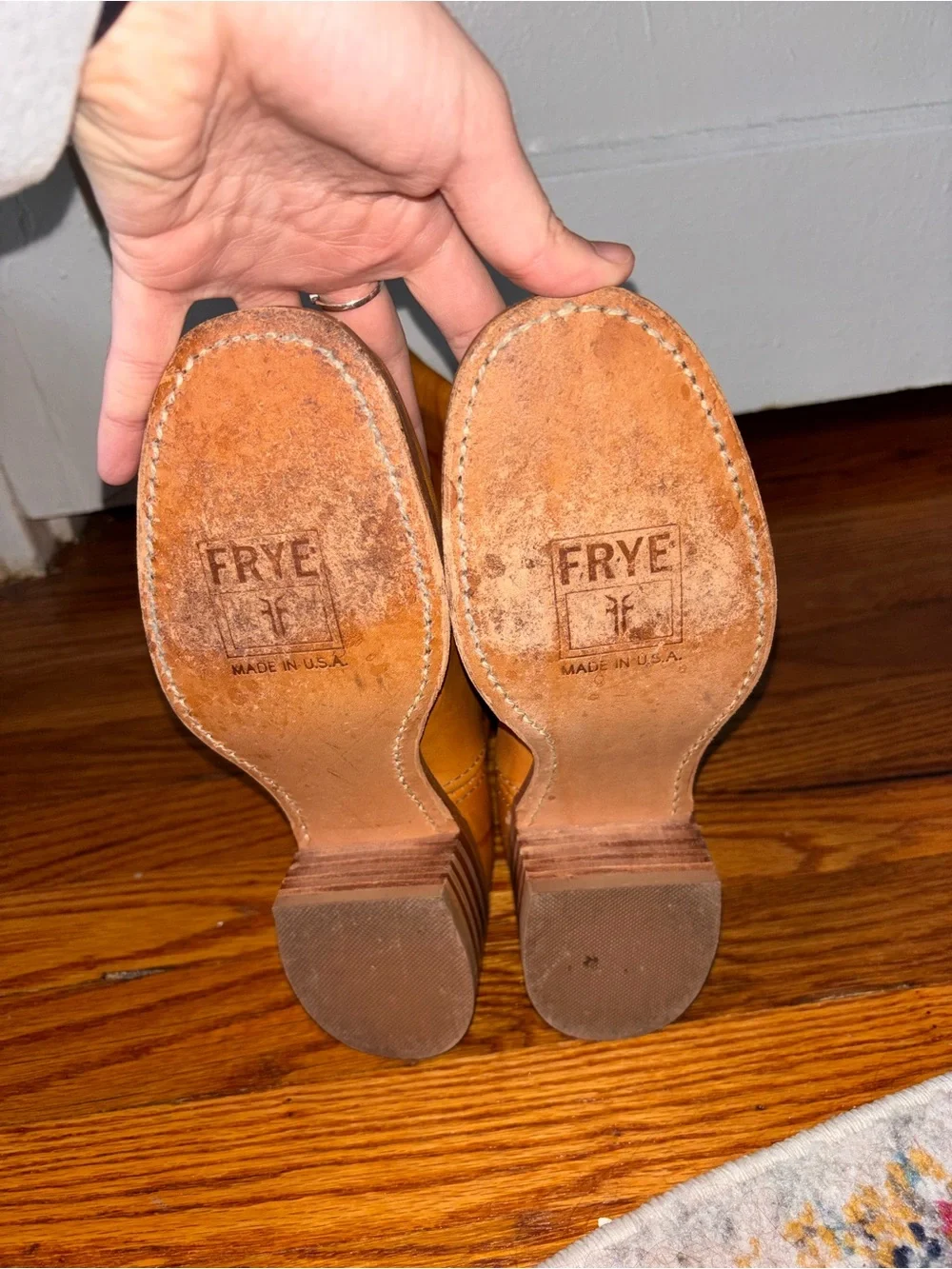 Vintage Frye Campus Western Square Toe Brown Cowboy Boots Womens US 6M - Picture 10 of 13